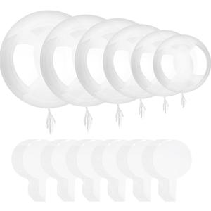 60 Pcs Bobo Balloons, 6 Different Size Clear Balloon for Stuffing Transparent Balloons Set for Baby Showers Wedding Birthday Christmas Party Decorations (8/11/18/20/24/36-Inch)