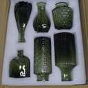 12pcs Green Glass Bud Vases Set, Small Vases for Flowers, Bud Vase for Centerpieces in Bulk, Mini Vintage Vase for Wedding Decorations, Office and Home Table Flower Décor