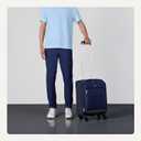 Amazon Basics 18" Medium Carry-On Softside Expandable Luggage Suitcase with Wheels, Four 360-Degree Spinner Wheels, Zippered Pockets, Telescopic Handle, Navy Blue