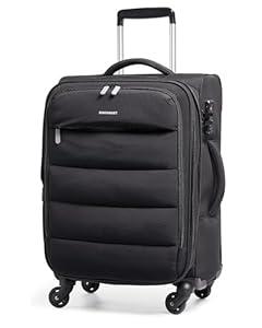 BAGSMART Carry On Luggage 22x14x9 Airline Approved, 20 Inch Soft Suitcase with Wheels, Lightweight Spinner Carry on Suitcase with PVC Wet/Dry Pockets for Short Trip