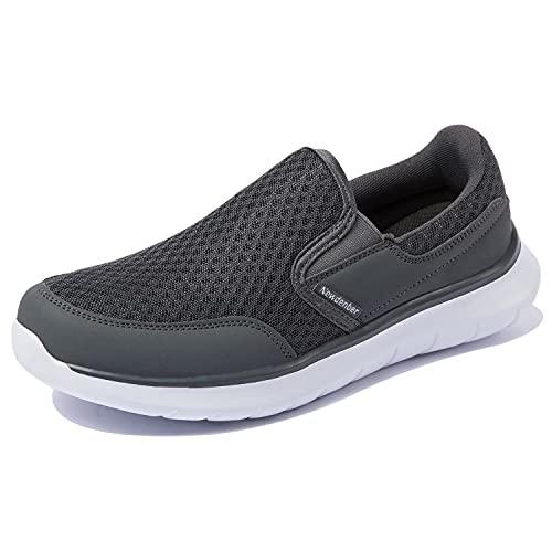 NewDenBer Sport Men's Casual Lightweight Slip-On Sneaker (9  Grey)