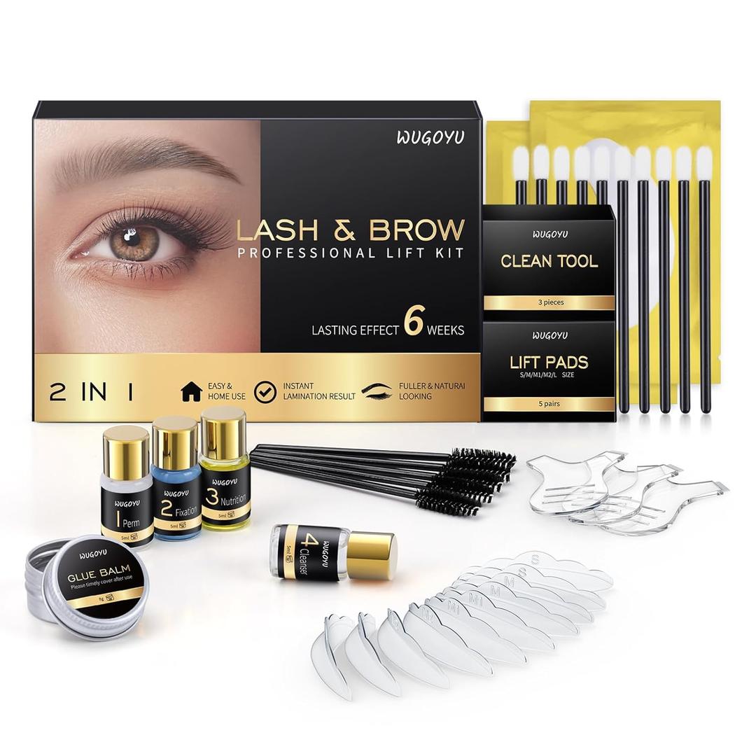 Lash Lift Kit - Brow Lamination Kit, Eyebrow Lamination Kit, Professional Eyelash & Brow 2 IN 1 Perm Kit, Eyebrow lift Kit, Fuller & Thicker Brows Suitable for Salon & Home Use, Lasts For 4-6 Weeks