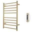BLARALA Heated Towel Racks for Bathroom, Wall Mounted Electric Towel Warmer Racks with Timer & Temperature Control, 10 Bar Stainless Steel Towel Heater for Bathroom (Round-Brushed Gold, 10 Bars)