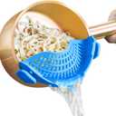 Clip On Strainer Silicone for all Pots and Pans,Pasta Strainer Clip on Food Strainer for Meat Vegetables Fruit Silicone Kitchen Colander