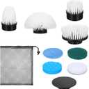 Electric Spin Scrubber Replacement Brush Heads, 8 Pack Cordless Spin Scrubber Brush Replaceable Heads with Base and Storage Bag, Rotatable Cleaning Brushes for Household Bathroom Floor Tile Car