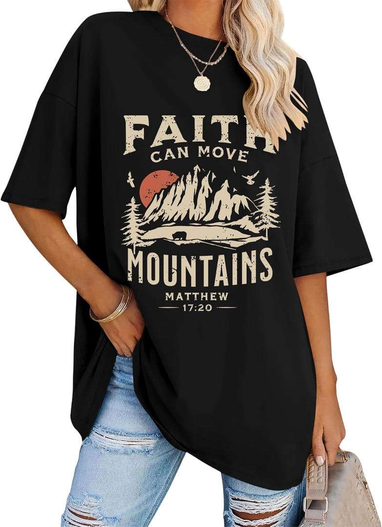 LOMON Oversized Graphic T Shirts for Women Short Sleeve Crewneck Summer Tops Loose Casual Basic Tees (XX-Large)