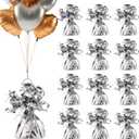 UNIQOOO 12Pcs Metallic Silver Heavy Solid Balloon Weights Pack Holder, Table Centerpiece DIY Décor for Christmas Thanksgiving Birthday Party Favors Wedding Baby Shower, Large 5 OZ 140 G. 5.5 Inch