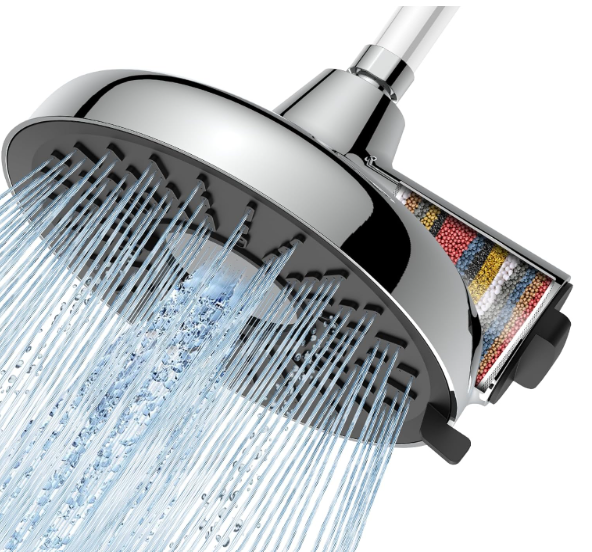Filtered Shower Head High Pressure 8 Inch with Removable Chlorine Filter - Hard Water Rain Showerhead for Bathroom, Soft Skin & Hair Care - Fixed Wall Mount,3 Rainfall Spray Modes,Blushed Nickel