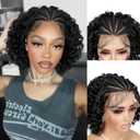 quickwig Braided Wigs for Black Women Short Curly Bob Wig 13x4 Lace Front Wigs Pre Braided Handmade Cornrow Wig Glueless Bob Wigs Synthetic Curly Braids Wig Natural Black