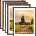 18x24 Picture Frame Set of 5, Rustic Brown Poster Frame, Display Pictures 16 x 20 with Mat or 18 x 24 Without Mat for Horizontal or Vertical Wall Mounting, Wall Gallery Frame for Artwork