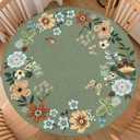 Floral Boho Round Fitted Tablecloth Best for 40"-44" Green Bohemian Table Cloth Spring Elastic Edge Water-Resistant Washable Butterfly Flower Table Cover for Party Picnic Camping Outdoor Indoor Decor