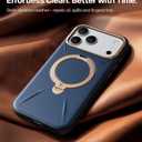 TORRAS Q3 VegSkin for iPhone 17 Pro Max Case Leather, 360 Spin Magnetic Stand, Fit for MagSafe, Camera Control, Shockproof Premium Organic Silicone Leather Phone Case for iPhone 17 Pro Max, Deep Blue