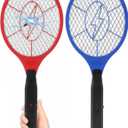 Electric Fly Swatter 2 Pack (Red & Blue), Battery Powered Bug Zapper Racket for Mosquitoes & Flies, Safe Protective Mesh, Indoor & Outdoor Use, Batteries Not Included