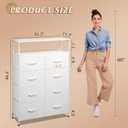 WLIVE Fabric Dresser for Bedroom with Open Shelves, Tall White Dressers with 8 Drawers, Storage Tower with Fabric Bins, Chest of Drawers for Closet, Hallway, Large
