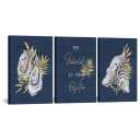 KREATIVE ARTS 3-Piece Navy Blue Oyster Canvas Wall Art - 'The World Is Your Oyster' Inspirational Quotes - Gold Foil Art Posters - Stretched and Framed, Ready to Hang - 16x24'' for Dorms, Classrooms