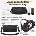 SEAFEW 6L Large Black Bike Handlebar Bag, Waterproof Rain Cover Front Bike Bag for Bicycles, Mountain Road Bike Fram Storage Barrel Bag with Water-resistant Zippers, Cycling Commuter Shoulder Bag