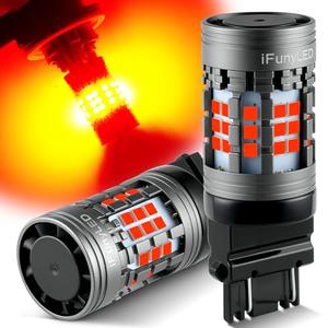 iFunyLED 2PCS 3157 LED Bulb, Super bright 3156 3056 3057 3047 3457 4157 LED, Anti Hyper Flash CANBUS Error Free, Replacement Light Kit Set for Car Tail Brake Lights - Red