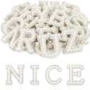 ASTARON 18Pcs Self Adhesive Letter Patches Pearl Rhinestone Letter Stickers, Glitter Rhinestone Letters  Embroidered Applique Patches Alphabet Cloth Patch for Clothes, Bags, Hat, Phone Case, DIY