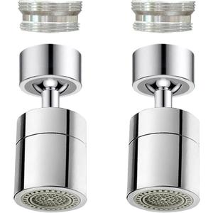 2 Pcs Faucet Aerator, 360 Swivel Kitchen Sink Faucet Aerator, Big Angle Twist, Dual-function 2-Flow Sprayer Faucet Head, Sink Sprayer Attachement, Faucet Replacement Part 55/64'', Chrome