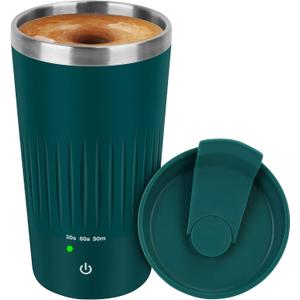 Self Stirring Coffee Mug - Rechargeable Stainless Steel Auto Self Mixing Cup with Lid, 400ml/13.5oz Coffee Travel Mugs To Stir Coffee, Mixed Milk, Tea for Women Men Office Car Use (Dark Green)