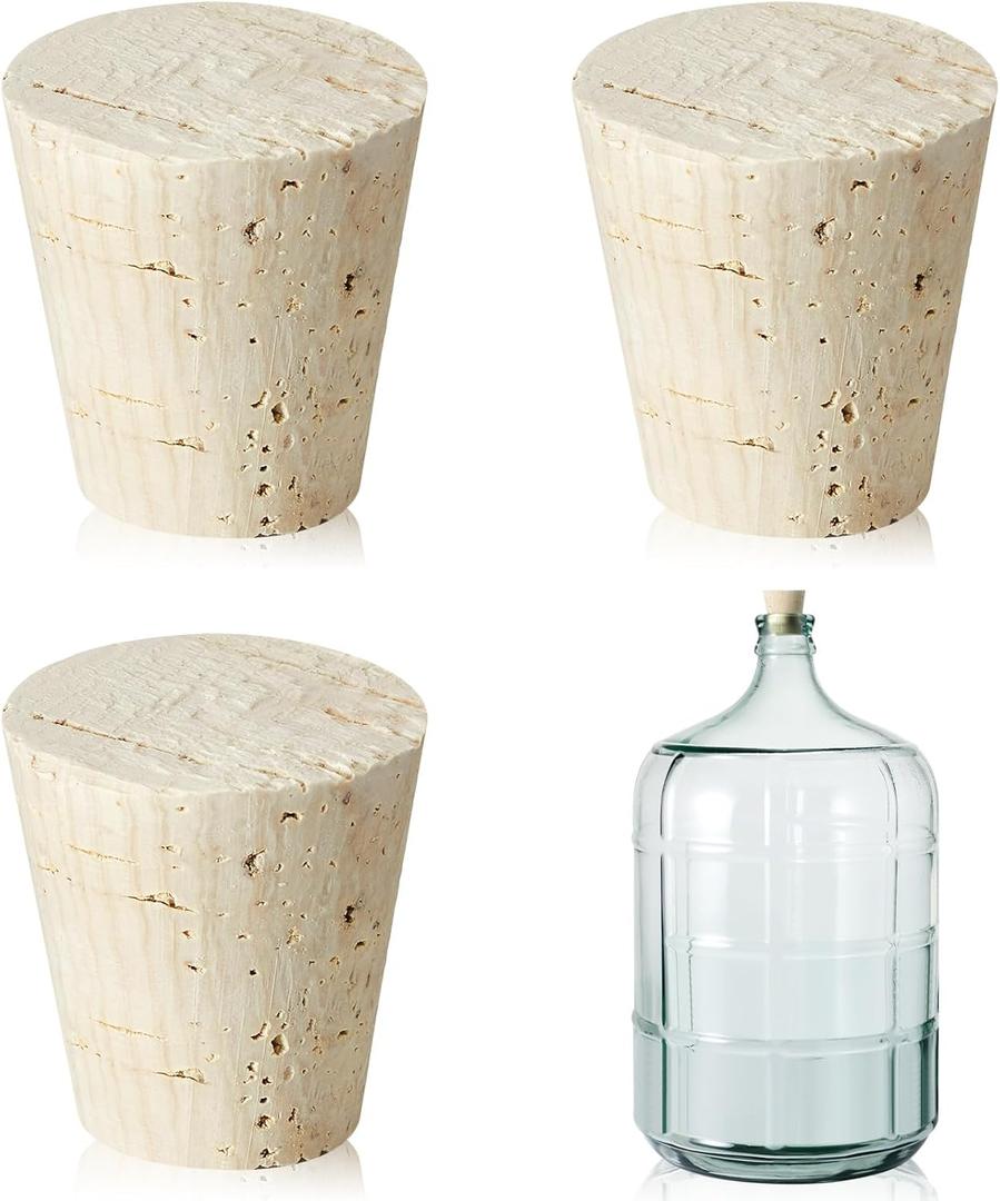 Ziliny 3 Pcs Carboy Cork Stopper, Glass Carboy Cap for 1, 3, 5, 6 Gallon Glass Water Jug, Wood Tapered Fermentation Cap Cork Stoppers, 1 x 1.5 x 1.6 Inches