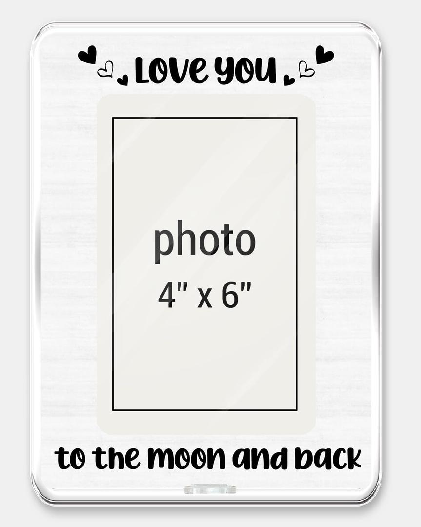 Anniversary Wedding Picture Frame Gifts for Couple Women Men, Engagement Bridal Shower Gifts, Love You to the Moon and Back Romantic Photo Frame for 4 x 6 Inch Photo