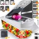 Vegetable Chopper Slicer Onion Dicer, Multi 22-in-1 Veggie Mandoline Food Cutter for Tomato Fruit with Lemon Squeezer, E-Recipe, 11 Blades, Egg Separator & Slicer, Container