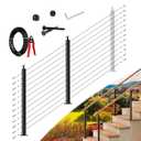 2ft-8ft Modular Cable Railing Post Kit 42" T304 Stainless Steel 2 Stair Post Kit, Surface Mount Black Cable Railing System for 28-38° Step Length Adjustable, 118ft 1/8" Wire(No Handrail)