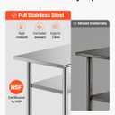 VEVOR Stainless Steel Work Table, 24x36 Inch Food Prep Table with 2 Shelves and Wheels, Commercial Kitchen Workstation, Metal Heavy Duty Utility Worktable, for Restaurant Home Hotel Garage Outdoor