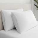 AllerEase Waterproof Soft Top Layer Hypoallergenic Allergy Defense Fabric Machine Washable Durable Zippered Pillow Protector, Standard/Queen Size, 2 Pack, White