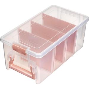 ArtBin Semi Satchel Portable Craft Organizer with 3 Dividers - Clear Plastic Storage Case for Art & Craft Supplies (Pack of 1, Rose Gold)