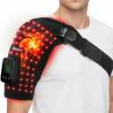 Keneo Red Light Therapy Shoulder Wrap with Heat & Vibration, 660nm & 850nm LEDs, 5000mAh Cordless Rechargeable Shoulder Support for Muscle Comfort, Adjustable Fit