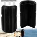 ORLANG 8in X 16in Corner Dock Bumper Fender, Inflatable Dock Protection for Docking, Marine Dock Fender Bumper with Stainless Steel Mounting Hardware - Multiple Colors (Black-2Pack)