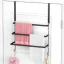 Over The Door Towel Rack,Towel Rack with Hooks for Door Hanging, Door Towel Bar, Over Door Towel Racks for Bathroom (Black) (3-Tier Rack)