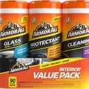 Armor All Protectant, Glass and Cleaning Wipes, Wipes for Car Interior and Car Exterior, 30 Count Each (Pack of 3)