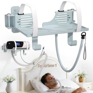 Godboat CPAP Wall Mount Shelf for Resmed Airsense 11 Machine - 180° Swivel CPAP Hose Holder, 90° Rotating Hanger with 2 Hooks for Tube Organizer Mask Stand [Tangle-Free], Bedside Bed Room Decor/Silver