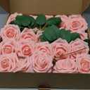 AmyHomie Artificial Flower 50pcs Real Looking Fake Roses w/Stem for DIY Wedding Bouquets Centerpieces Arrangements Party Baby Shower Valentines Day Christmas Tree Decorations (Pink)