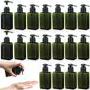 Domensi 24 Pcs 100ml /3.4 oz Pump Bottle Mini Travel Bottles Small Dispenser Containers Plastic Pump Lotion Dispenser Empty Square Travel Size Containers Toiletries (Dark Green)