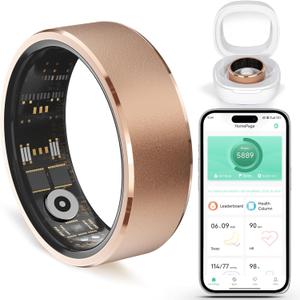 Smart Ring for Women and Men  Fitness & Health Smart Ring with Heart Rate and Sleep Tracking  Waterproof Activity & Wellness Ring Compatible with iPhone and Android (10#(19.8mm), Rose Gold)