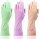 HUGROSE Dishwashing Gloves, 9 Pairs Reusable Medium Kitchen Gloves, Wear-Resistant Natural Latex with Non-Slip Palm, Flocked Liners for Better Grip, Soft Comfort for Garden, Toilets