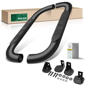 YHTAUTO 4 Inch Running Boards Side Step Bars Fit Chevy & GMC Models - Silverado, Sierra 1500/2500 HD/3500 HD 1999-2018 - Standard/Regular Cab, 90-Degree Bent End Steel Black Powder Cab Side Step Rails