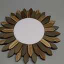Honiway Boho Wall Decor 12 inch Decorative Mirror with Rustic Wood Sunburst Frame, Perfect for Bedroom, Living Room, Bathroom, Kitchen (Tril Color)