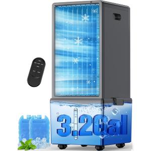 4-IN-1 Windowless Air Conditioner Portable w/ 4 Speeds & 4 Modes, 3.2-Gal Dual Tank for 24H Cooling, Waterless Alert System, 12H Timer, Remote & Touch, Swamp Cooler Air Conditioner for Bedroom