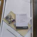 Feandrea Cat Litter Box Enclosure, Hidden Litter Box Furniture with Scratch Pad, Front Entry, Double Cabinet Doors, Modern Style, 31.5" Cat House Washroom Side End Table, White and Gold