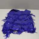 ZXZY Womens Sequin Fringe Sleeveless Vest Sparkly Lightweight Fitted Jacket Cardigan (Blue, L)