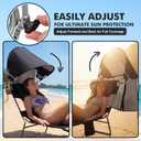 Backpack Beach Tanning Lounge Chair with Canopy Shade Face Hole Padded Adjustable Washable, 6 Position Layout Chair for Outside Sunbathing Poolside Lawn, UPF 50+ Wind-Resistant Sun Shade, Patented