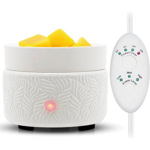 Candle Warmer & Burner - Ceramic Essential Oil 3-in-1 Wax Melter with Timer, Auto Shut Off for Scented Wax Tarts - Aromatherapy for Home, Office, Bedroom & Gifts