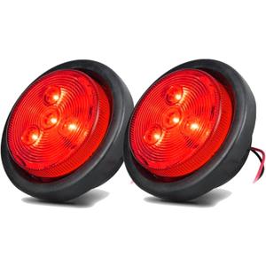 NEW SUN Twins 2.5" Round LED Trailer Lights, Super Bright LED Side Marker Clearance Light Reflex, with Grommet & Wire Pigtail, Waterproof, 12V for Truck, Trailer, RV, Camper