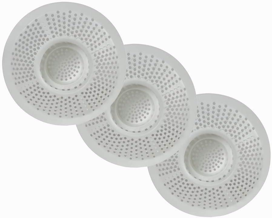Hairstopper Drain Cover Hair Catcher for Shower and Bathtub, Protects Against Clogs Without Blocking Water Flow, White, Pack of 3 