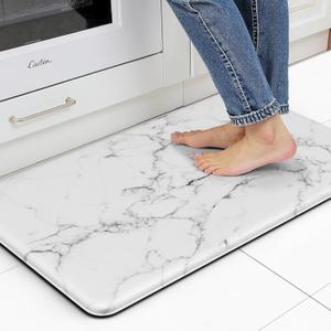 Marble White Kitchen Mats for Floor Anti Fatigue Mats for Kitchen Floor Kitchen Rugs Abstract Art Decorative Cushioned Non Slip Waterproof Mats for in Front of Sink for Office Bedroom Laundry (29"L x 17.3"W x 0.5"Th)